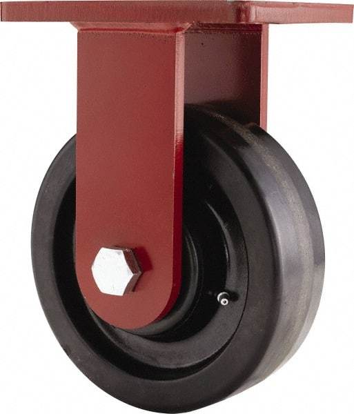Hamilton - 8" Diam x 2-1/2" Wide x 10-1/2" OAH Top Plate Mount Rigid Caster - Phenolic, 2,000 Lb Capacity, Tapered Roller Bearing, 5-1/2 x 7-1/2" Plate - USA Tool & Supply