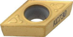 Kennametal - DCMT32.51 MF Grade KC730 Carbide Turning Insert - TiN Finish, 55° Diamond, 3/8" Inscr Circle, 5/32" Thick, 1/64" Corner Radius - USA Tool & Supply