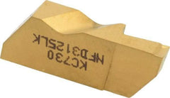Kennametal - 3125NFD K Grade KC730, 3.18mm Cutting Width Carbide Grooving Insert - 6.35mm Max Depth of Cut, Left Hand, 0.19mm Corner Radius, TiN Finish - USA Tool & Supply