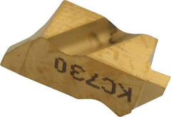 Kennametal - 2047NG Grade KC730, 1.19mm Cutting Width Carbide Grooving Insert - 1.27mm Max Depth of Cut, Left Hand, 0.09mm Corner Radius, TiN Finish - USA Tool & Supply