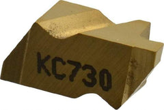 Kennametal - 2058NG Grade KC730, 1.47mm Cutting Width Carbide Grooving Insert - 1.27mm Max Depth of Cut, Left Hand, 0.19mm Corner Radius, TiN Finish - USA Tool & Supply