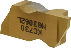 Kennametal - 3062NG Grade KC730, 1.58mm Cutting Width Carbide Grooving Insert - 2.39mm Max Depth of Cut, Left Hand, 0.19mm Corner Radius, TiN Finish - USA Tool & Supply