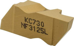 Kennametal - 3125NF K Grade KC730, 3.18mm Cutting Width Carbide Grooving Insert - 3.81mm Max Depth of Cut, Left Hand, 0.19mm Corner Radius, TiN Finish - USA Tool & Supply