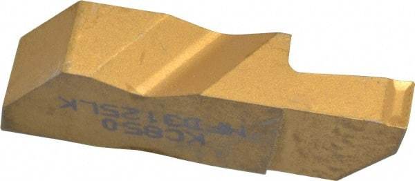 Kennametal - 3125NFD K Grade KC850, 3.18mm Cutting Width Carbide Grooving Insert - 6.35mm Max Depth of Cut, Left Hand, 0.19mm Corner Radius, TiC/TiCN/TiN Finish - USA Tool & Supply