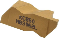 Kennametal - 3062NG Grade KC850, 1.58mm Cutting Width Carbide Grooving Insert - 2.39mm Max Depth of Cut, Left Hand, 0.19mm Corner Radius, TiC/TiCN/TiN Finish - USA Tool & Supply