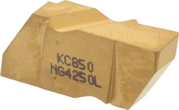 Kennametal - 4250NG K Grade KC850, 6.35mm Cutting Width Carbide Grooving Insert - 6.35mm Max Depth of Cut, Left Hand, 0.57mm Corner Radius, TiC/TiCN/TiN Finish - USA Tool & Supply