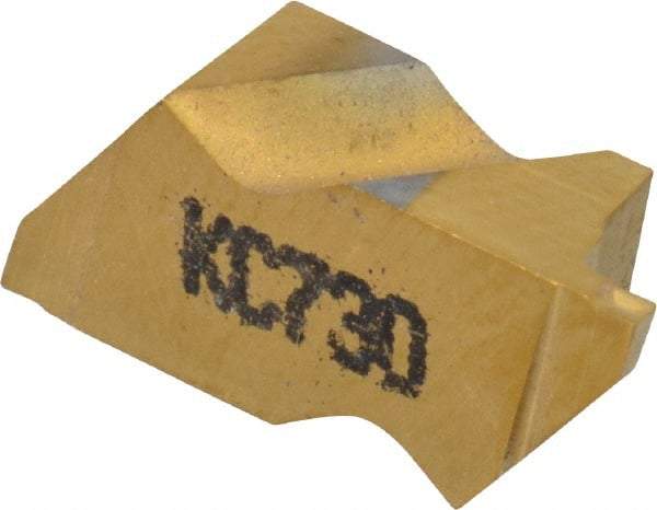 Kennametal - 2031NG K Grade KC730, 0.79mm Cutting Width Carbide Grooving Insert - 1.27mm Max Depth of Cut, Left Hand, 0.09mm Corner Radius, TiN Finish - USA Tool & Supply