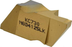 Kennametal - 4125NGD K Grade KC730, 3.18mm Cutting Width Carbide Grooving Insert - 6.35mm Max Depth of Cut, Left Hand, 0.19mm Corner Radius, TiN Finish - USA Tool & Supply