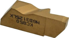 Kennametal - 3125NGD K Grade KC850, 3.18mm Cutting Width Carbide Grooving Insert - 6.35mm Max Depth of Cut, Left Hand, 0.19mm Corner Radius, TiC/TiCN/TiN Finish - USA Tool & Supply