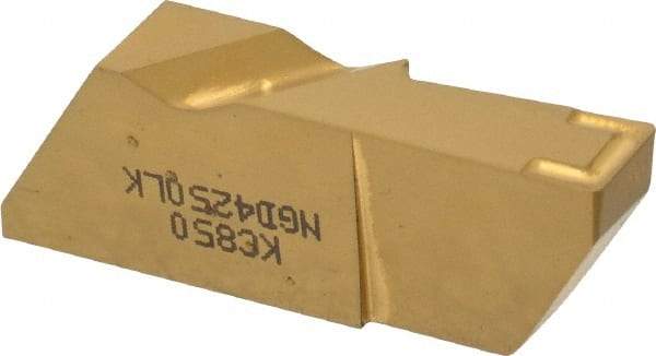 Kennametal - 4250NGD K Grade KC850, 6.35mm Cutting Width Carbide Grooving Insert - 12.7mm Max Depth of Cut, Left Hand, 0.57mm Corner Radius, TiC/TiCN/TiN Finish - USA Tool & Supply