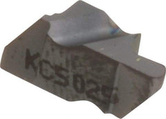 Kennametal - 2031NR Grade KC5025, 1.58mm Cutting Width Carbide Grooving Insert - 2.79mm Max Depth of Cut, Left Hand, 0.79mm Corner Radius, TiAlN Finish - USA Tool & Supply
