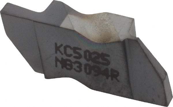 Kennametal - 3094NG Grade KC5025, 2.39mm Cutting Width Carbide Grooving Insert - 3.81mm Max Depth of Cut, Right Hand, 0.19mm Corner Radius, TiAlN Finish - USA Tool & Supply