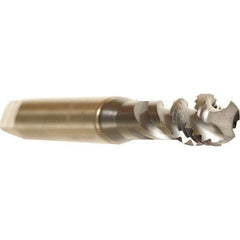 Emuge - 3/8-24 UNF, 3 Flute, TiCN Finish, Cobalt Spiral Point Tap - Bottoming Chamfer, Right Hand Thread, 3-15/16" OAL, 0.394" Thread Length, 0.381" Shank Diam, 2B Class of Fit - Exact Industrial Supply