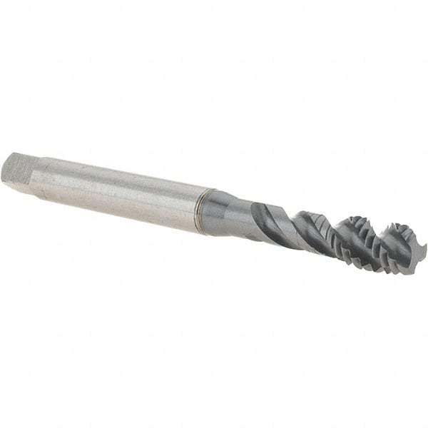 Emuge - 5/16-18 UNC 3 Flute 2B Bottoming Spiral Flute Tap - Cobalt, TiCN Finish, 3.543" OAL, Right Hand Flute, Right Hand Thread, Series Enorm - USA Tool & Supply