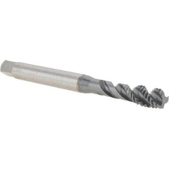 Emuge - 5/16-18 UNC 3 Flute 2B Bottoming Spiral Flute Tap - Cobalt, TiCN Finish, 3.543" OAL, Right Hand Flute, Right Hand Thread, Series Enorm - USA Tool & Supply