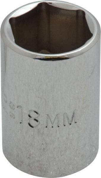 Proto - 1/2" Drive, Standard Hand Socket - 6 Points, 1-1/2" OAL, Chrome Finish - USA Tool & Supply