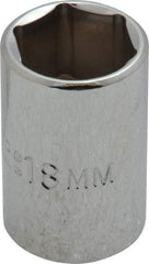 Proto - 1/2" Drive, Standard Hand Socket - 6 Points, 1-1/2" OAL, Chrome Finish - USA Tool & Supply