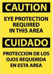 NMC - "Caution - Eye Protection Required in This Area", 20" Long x 14" Wide, Pressure-Sensitive Vinyl Safety Sign - Rectangle, 0.004" Thick, Use for Accident Prevention - USA Tool & Supply