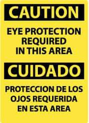 NMC - "Caution - Eye Protection Required in This Area", 20" Long x 14" Wide, Rigid Plastic Safety Sign - Rectangle, 0.05" Thick, Use for Accident Prevention - USA Tool & Supply