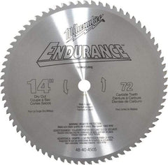 Milwaukee Tool - 14" Diam, 1" Arbor Hole Diam, 72 Tooth Wet & Dry Cut Saw Blade - Carbide-Tipped, Burr-Free, Clean, Smooth Action, Standard Round Arbor - USA Tool & Supply