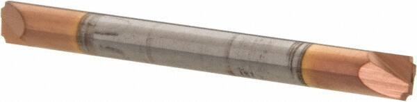 Accupro - 0.015" Radius, 1/8" Mill Diam, 2 Flute Solid Carbide Corner Rounding End Mill - Double End, TiCN Finish, 1-1/2" OAL, 1/8" Shank Diam - USA Tool & Supply