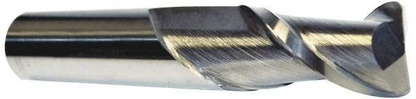 Accupro - 1/2", 2 Flute, Single End, Solid Carbide, 0.09" Corner Radius End Mill - 3" OAL, 40° Helix, Right Hand Flute, 1" LOC, Right Hand Cut - USA Tool & Supply