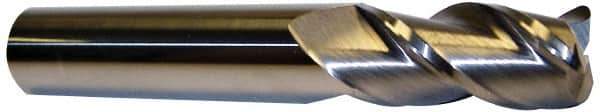 Accupro - 1/2", 3 Flute, Single End, Solid Carbide, 0.06" Corner Radius End Mill - 3" OAL, 40° Helix, Right Hand Flute, 1" LOC, Right Hand Cut - USA Tool & Supply