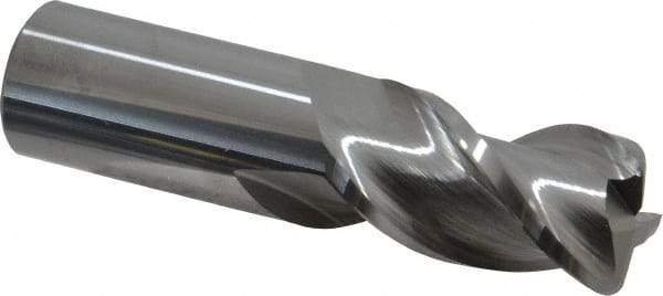 Accupro - 1", 3 Flute, Single End, Solid Carbide, 1/8" Corner Radius End Mill - 4" OAL, 40° Helix, Right Hand Flute, 1-3/4" LOC, Right Hand Cut - USA Tool & Supply