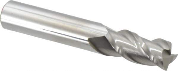 Accupro - 1/2", 3 Flute, Single End, Solid Carbide, 0.015" Corner Radius End Mill - 3" OAL, 40° Helix, Right Hand Flute, 1" LOC, Right Hand Cut - USA Tool & Supply