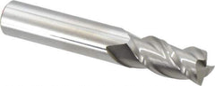 Accupro - 1/2", 3 Flute, Single End, Solid Carbide, 0.015" Corner Radius End Mill - 3" OAL, 40° Helix, Right Hand Flute, 1" LOC, Right Hand Cut - USA Tool & Supply