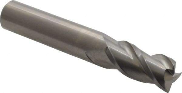 Accupro - 1/2", 3 Flute, Single End, Solid Carbide, 0.02" Corner Radius End Mill - 3" OAL, 40° Helix, Right Hand Flute, 1" LOC, Right Hand Cut - USA Tool & Supply