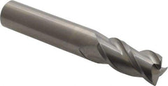 Accupro - 1/2", 3 Flute, Single End, Solid Carbide, 0.02" Corner Radius End Mill - 3" OAL, 40° Helix, Right Hand Flute, 1" LOC, Right Hand Cut - USA Tool & Supply