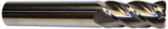 Accupro - 1/2", 4 Flute, Single End, Solid Carbide, 0.045" Corner Radius End Mill - 4" OAL, 40° Helix, Right Hand Flute, 2" LOC, Right Hand Cut - USA Tool & Supply
