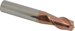 Accupro - 1/2", 2 Flute, Single End, Solid Carbide, 0.09" Corner Radius End Mill - 3" OAL, 40° Helix, Right Hand Flute, 1" LOC, Right Hand Cut - USA Tool & Supply