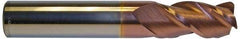 Accupro - 5/8", 3 Flute, Single End, Solid Carbide, 0.045" Corner Radius End Mill - 3-1/2" OAL, 40° Helix, Right Hand Flute, 1-1/4" LOC, Right Hand Cut - USA Tool & Supply