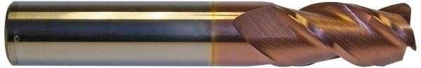 Accupro - 1", 3 Flute, Single End, Solid Carbide, 1/8" Corner Radius End Mill - 4" OAL, 40° Helix, Right Hand Flute, 1-3/4" LOC, Right Hand Cut - USA Tool & Supply