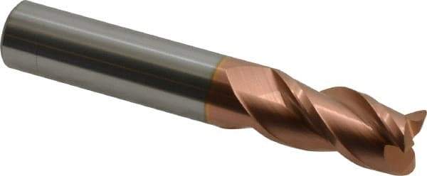 Accupro - 1/2", 3 Flute, Single End, Solid Carbide, 0.02" Corner Radius End Mill - 3" OAL, 40° Helix, Right Hand Flute, 1" LOC, Right Hand Cut - USA Tool & Supply