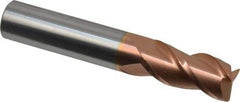 Accupro - 1/2", 3 Flute, Single End, Solid Carbide, 0.03" Corner Radius End Mill - 3" OAL, 40° Helix, Right Hand Flute, 1" LOC, Right Hand Cut - USA Tool & Supply