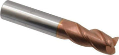 Accupro - 1/2", 3 Flute, Single End, Solid Carbide, 0.045" Corner Radius End Mill - 3" OAL, 40° Helix, Right Hand Flute, 1" LOC, Right Hand Cut - USA Tool & Supply