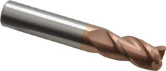 Accupro - 1/2", 3 Flute, Single End, Solid Carbide, 0.06" Corner Radius End Mill - 3" OAL, 40° Helix, Right Hand Flute, 1" LOC, Right Hand Cut - USA Tool & Supply