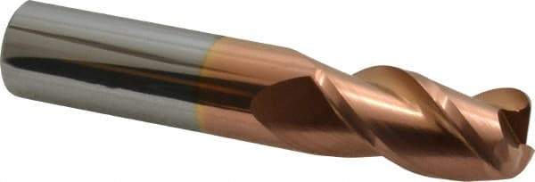 Accupro - 3/4", 3 Flute, Single End, Solid Carbide, 1/8" Corner Radius End Mill - 4" OAL, 40° Helix, Right Hand Flute, 1-1/2" LOC, Right Hand Cut - USA Tool & Supply