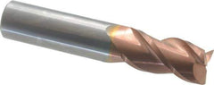 Accupro - 3/4", 3 Flute, Single End, Solid Carbide, 0.015" Corner Radius End Mill - 4" OAL, 40° Helix, Right Hand Flute, 1-1/2" LOC, Right Hand Cut - USA Tool & Supply