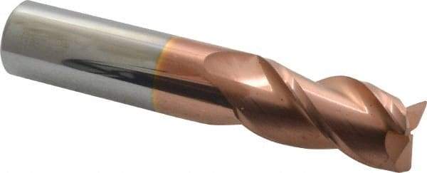 Accupro - 3/4", 3 Flute, Single End, Solid Carbide, 0.03" Corner Radius End Mill - 4" OAL, 40° Helix, Right Hand Flute, 1-1/2" LOC, Right Hand Cut - USA Tool & Supply