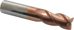 Accupro - 3/4", 3 Flute, Single End, Solid Carbide, 0.03" Corner Radius End Mill - 4" OAL, 40° Helix, Right Hand Flute, 1-1/2" LOC, Right Hand Cut - USA Tool & Supply