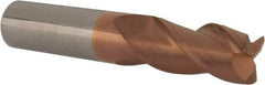 Accupro - 3/4", 3 Flute, Single End, Solid Carbide, 0.06" Corner Radius End Mill - 4" OAL, 40° Helix, Right Hand Flute, 1-1/2" LOC, Right Hand Cut - USA Tool & Supply