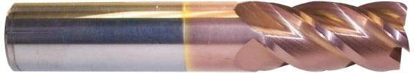 Accupro - 3/8", 4 Flute, Single End, Solid Carbide, 0.01" Corner Radius End Mill - 6" OAL, 40° Helix, Right Hand Flute, 1-1/2" LOC, Right Hand Cut - USA Tool & Supply