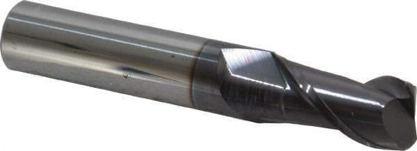 Accupro - 1/2", 2 Flute, Single End, Solid Carbide, 0.09" Corner Radius End Mill - 3" OAL, 40° Helix, Right Hand Flute, 1" LOC, Right Hand Cut - USA Tool & Supply