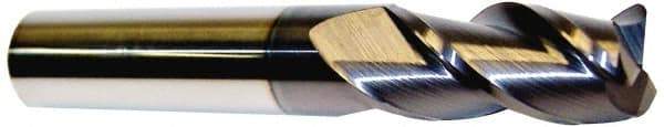Accupro - 1/2", 3 Flute, Single End, Solid Carbide, 0.02" Corner Radius End Mill - 3" OAL, 40° Helix, Right Hand Flute, 1" LOC, Right Hand Cut - USA Tool & Supply