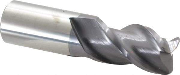 Accupro - 1", 3 Flute, Single End, Solid Carbide, 1/8" Corner Radius End Mill - 4" OAL, 40° Helix, Right Hand Flute, 1-3/4" LOC, Right Hand Cut - USA Tool & Supply