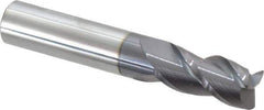 Accupro - 1/2", 3 Flute, Single End, Solid Carbide, 0.03" Corner Radius End Mill - 3" OAL, 40° Helix, Right Hand Flute, 1" LOC, Right Hand Cut - USA Tool & Supply
